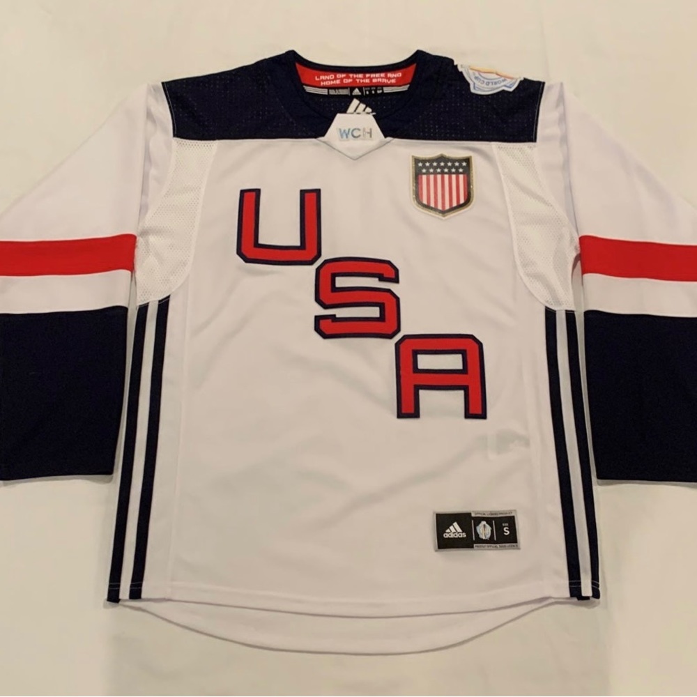 Team USA World Cup of Hockey 2016 Adidas White Hockey Jersey - Adult Small